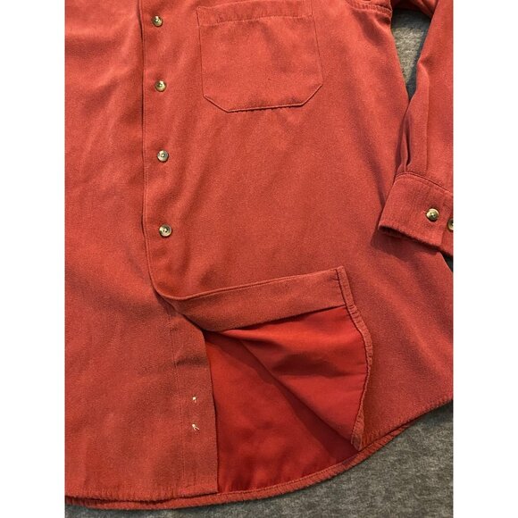 Covington Shirt Mens Medium Red Brushed Polyester Long Sleeve Button Up Casual - Picture 4 of 7